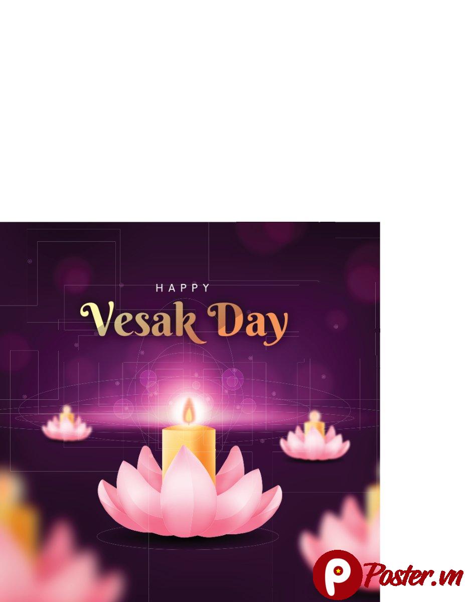 Vector Vesak Day hoa sen nến