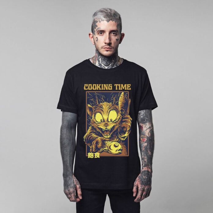 Áo thun Cooking Time mèo đầu bếp