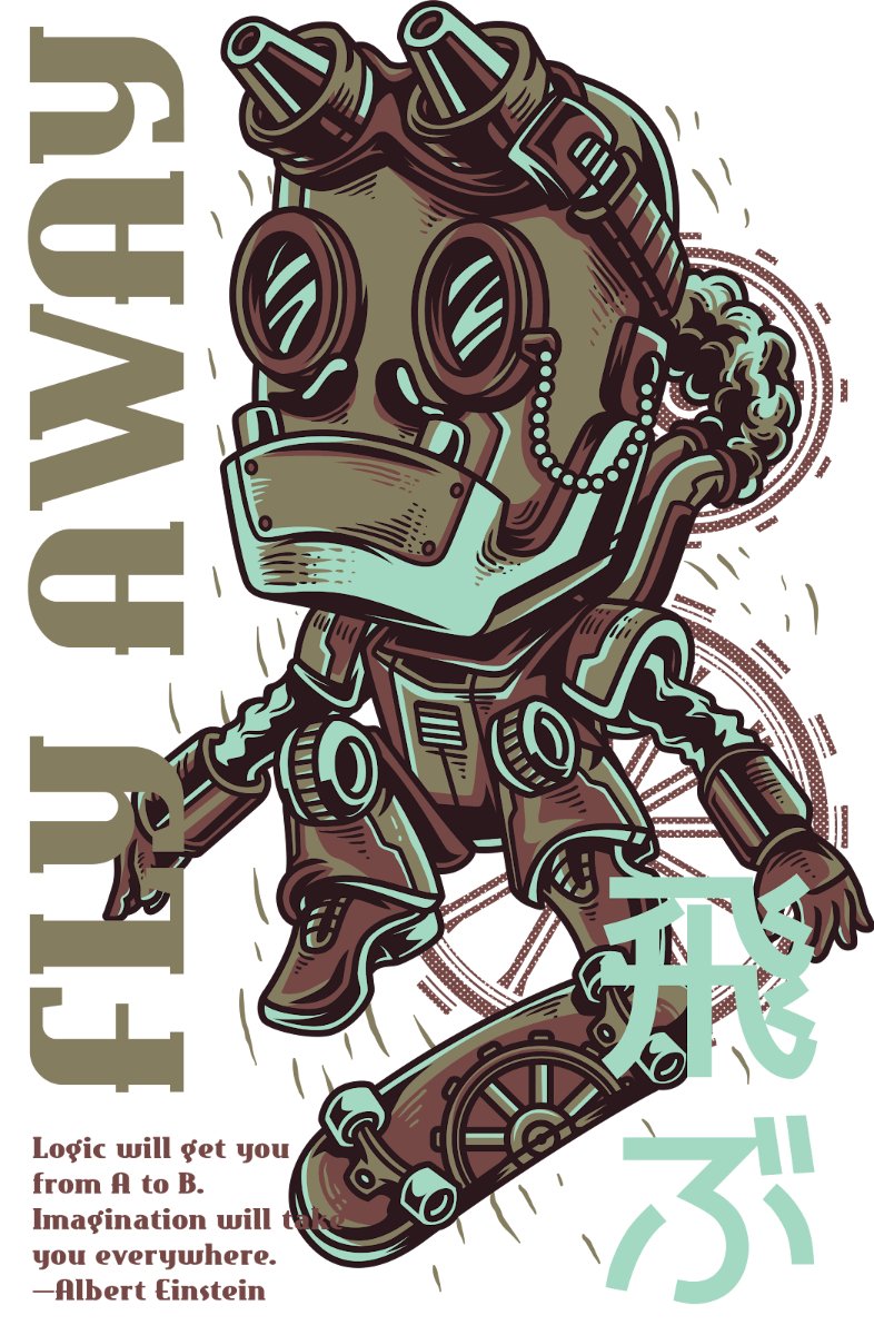 Áo thun đồ họa robot steampunk