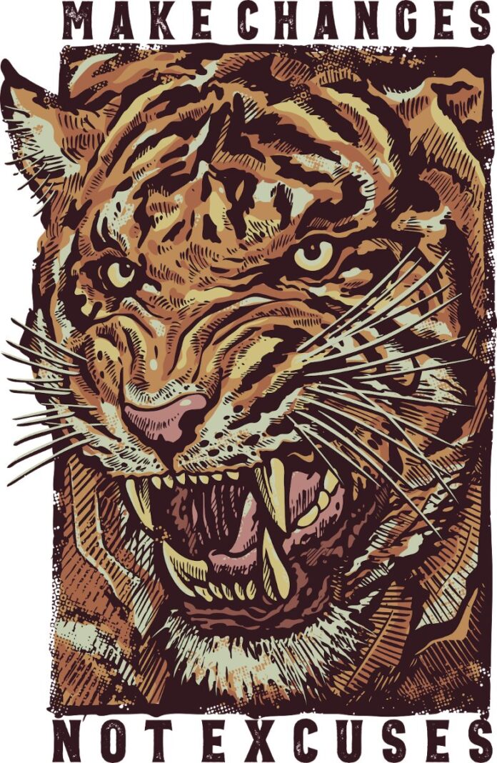 Áo thun hổ gầm vector