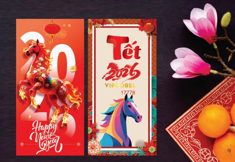 Backdrop Tết 2026 Giáp Ngọ Vector