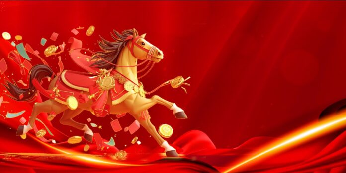 Background Tết ngựa vàng may mắn