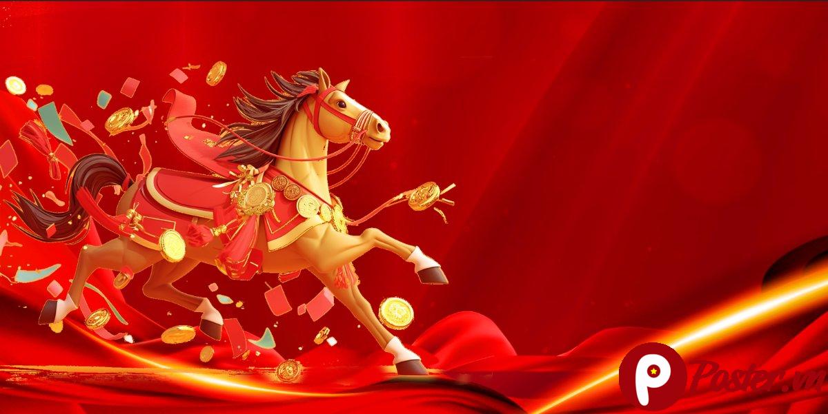 Background Tết ngựa vàng may mắn