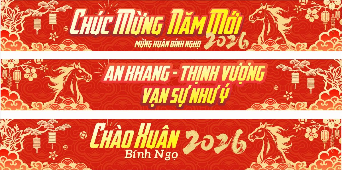 Banner Tết 2026 Bình Ngọ Vector
