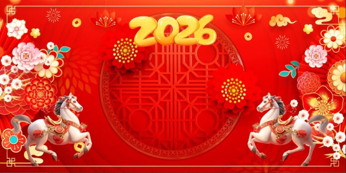 Banner Tết 2026 Đỏ Vàng Đôi Ngựa