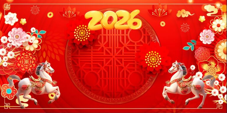 Banner Tết 2026 Đỏ Vàng Đôi Ngựa