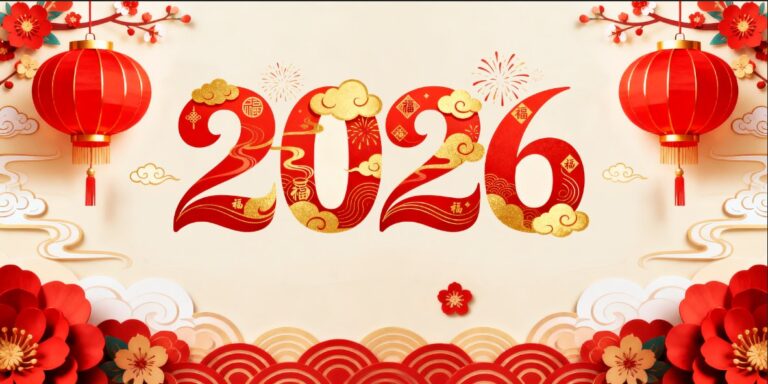 Banner Tết 2026 Vector Đỏ May Mắn