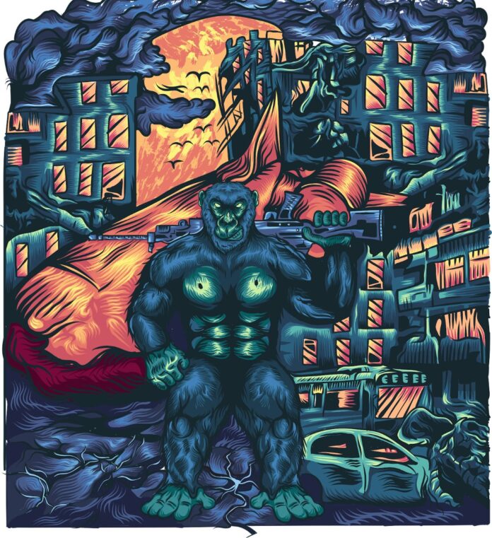 Đồ họa King Kong cầm súng