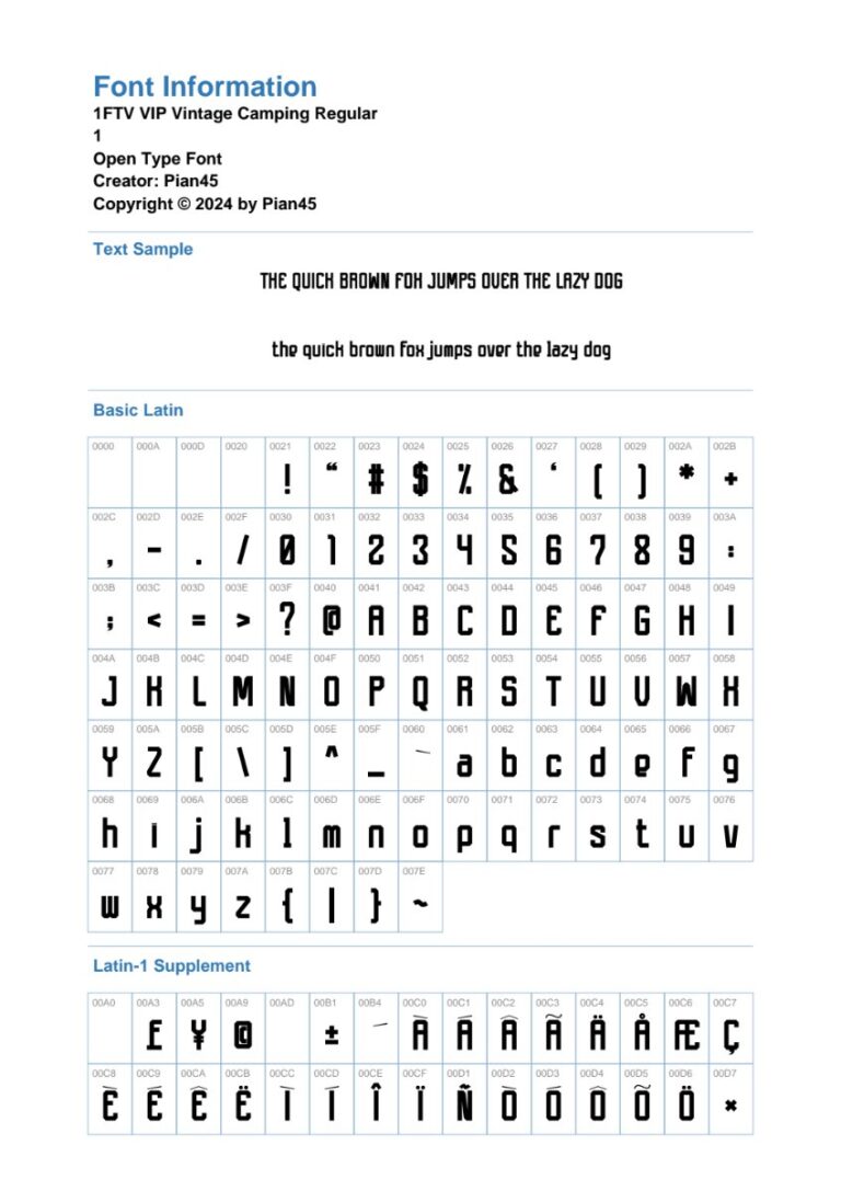 Font 1FTV VIP Vintage Camping