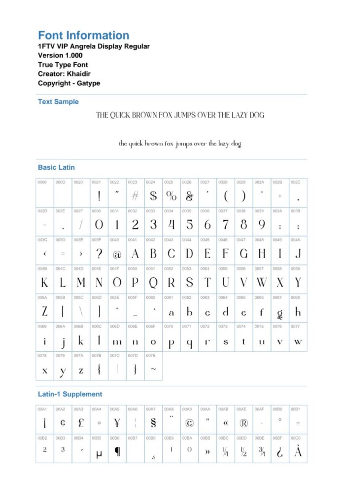 Font Angrela Display