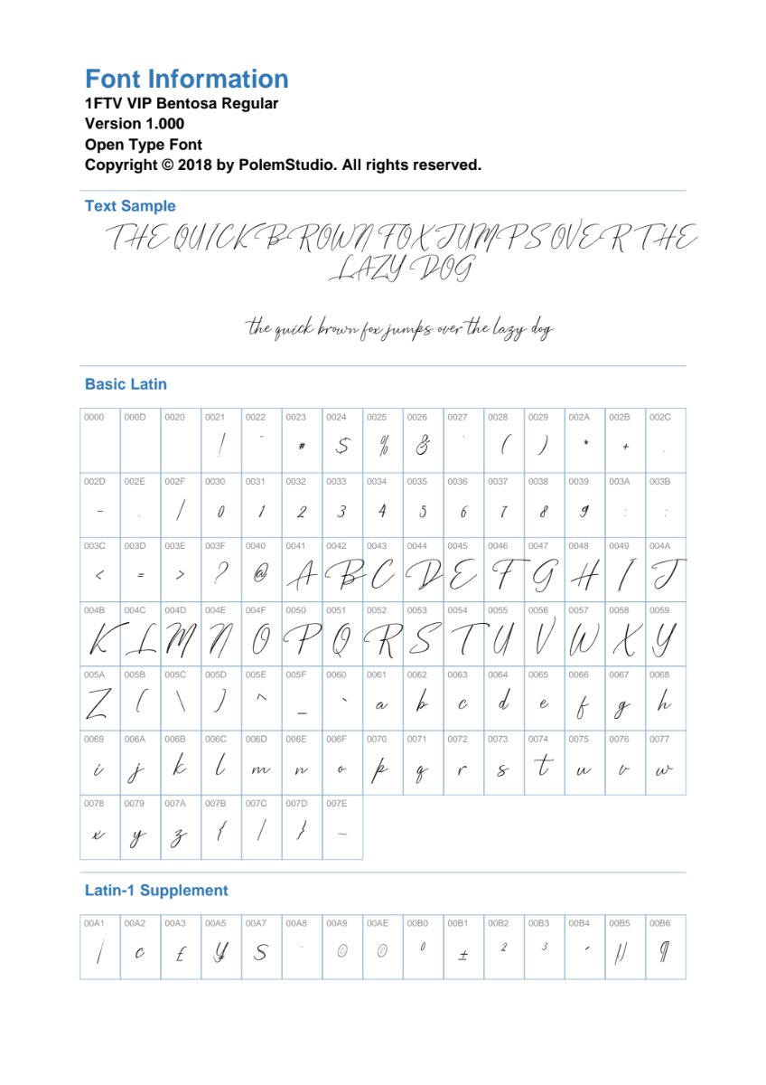 Font chữ Bentosa đẹp