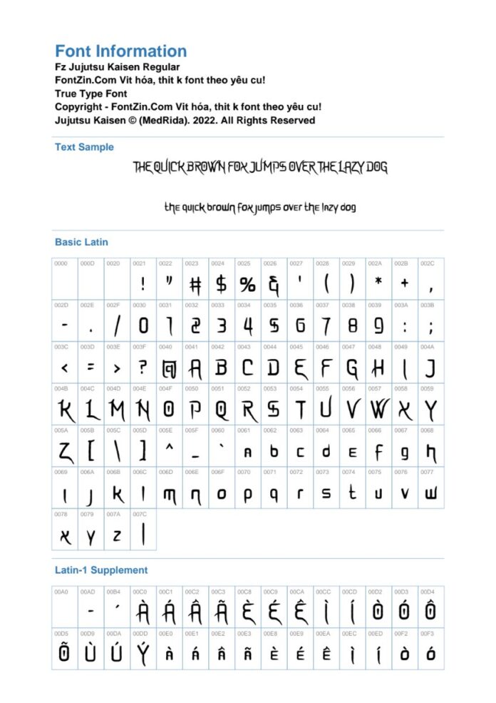 Font Jujutsu Kaisen Việt Hóa