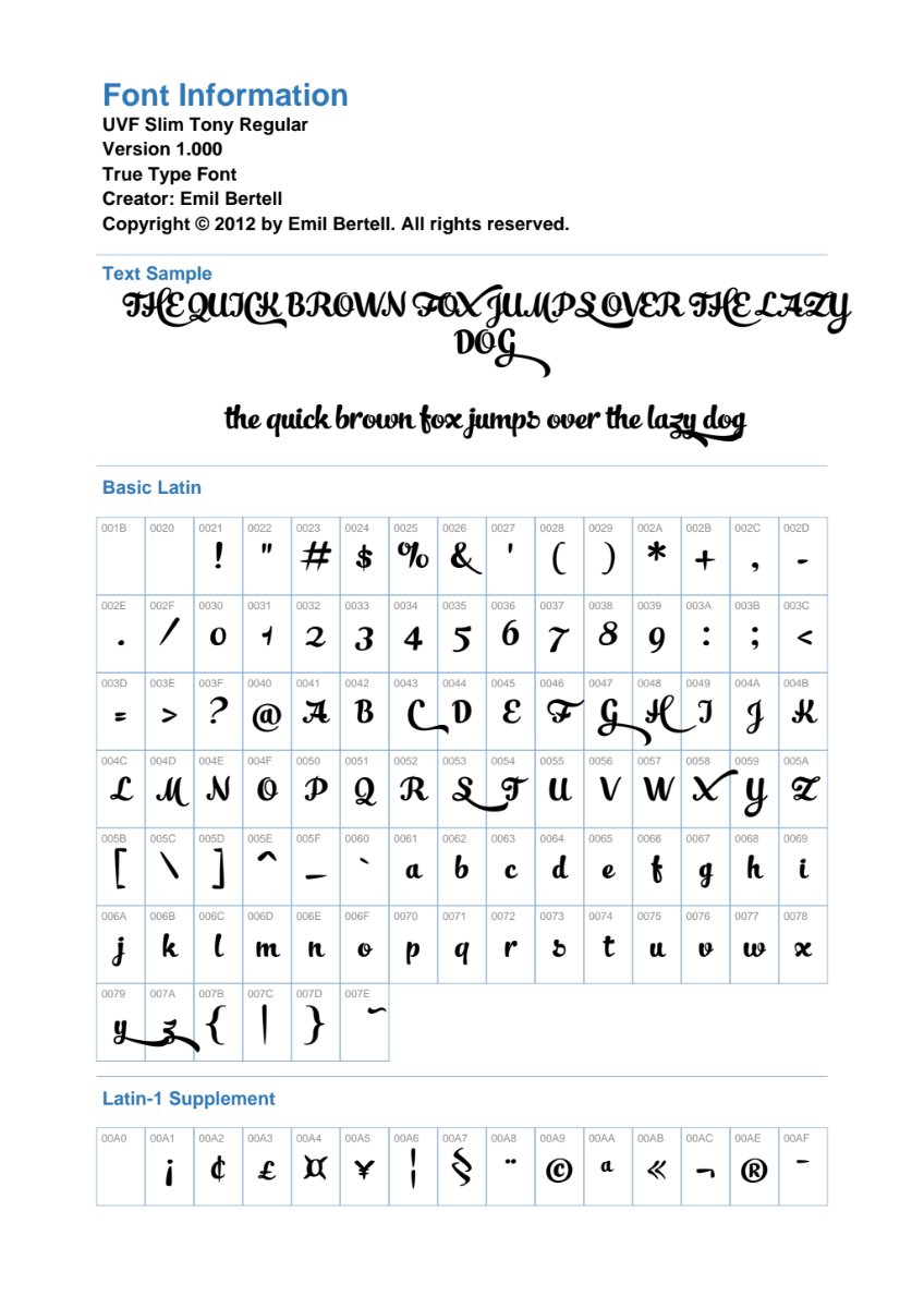 Font chữ SlimTony