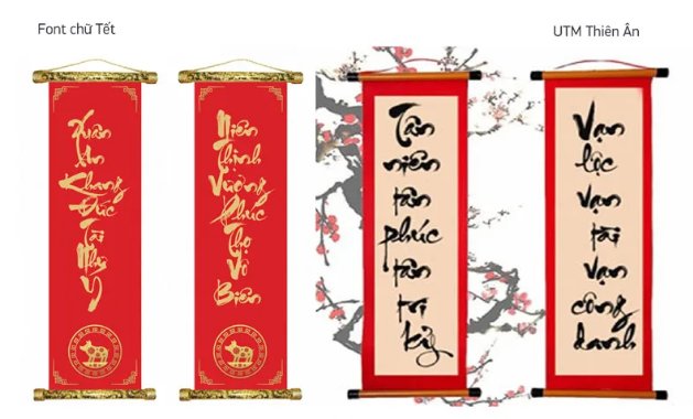 Font chữ thư pháp Tết vector