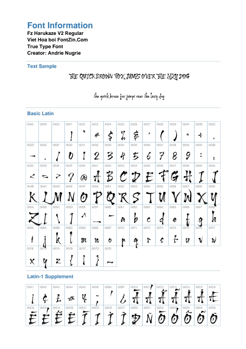 Font Fz Harukaze V2 Việt Hóa
