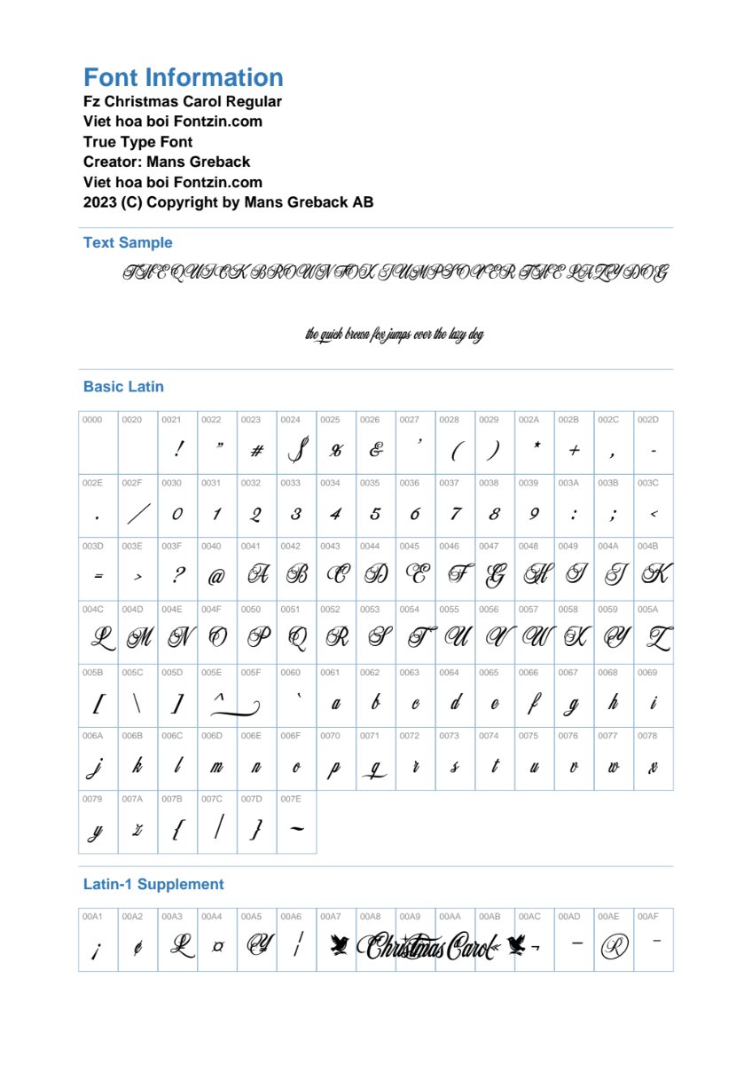 Font FzChristmasCarol Việt hóa
