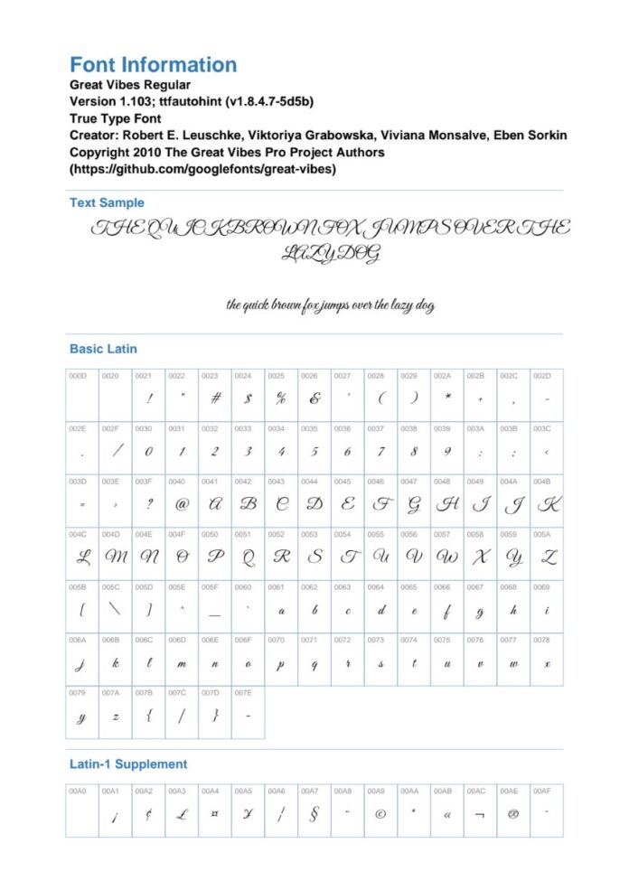 Font Great Vibes Regular