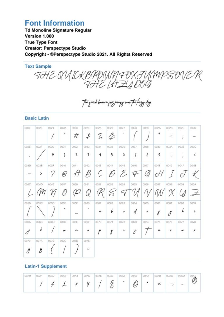 Font Td Monoline Signature