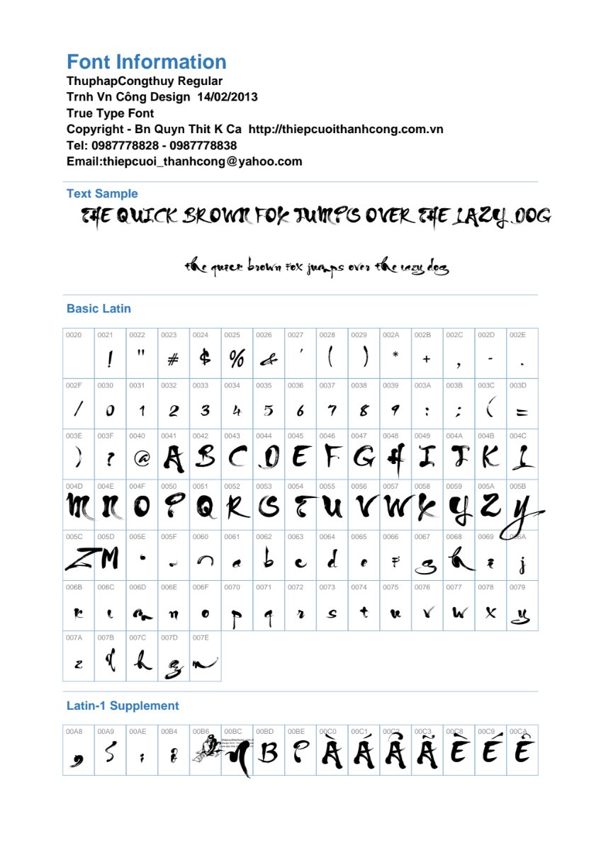 Font thư pháp Công Thủy