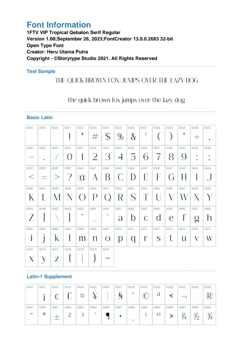 Thông tin Font Tropical Qebalon