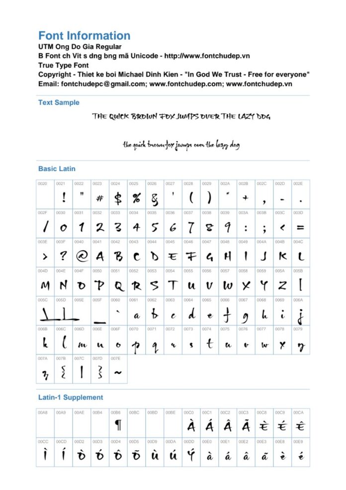 Font UTM Ông Đồ Già thư pháp Việt