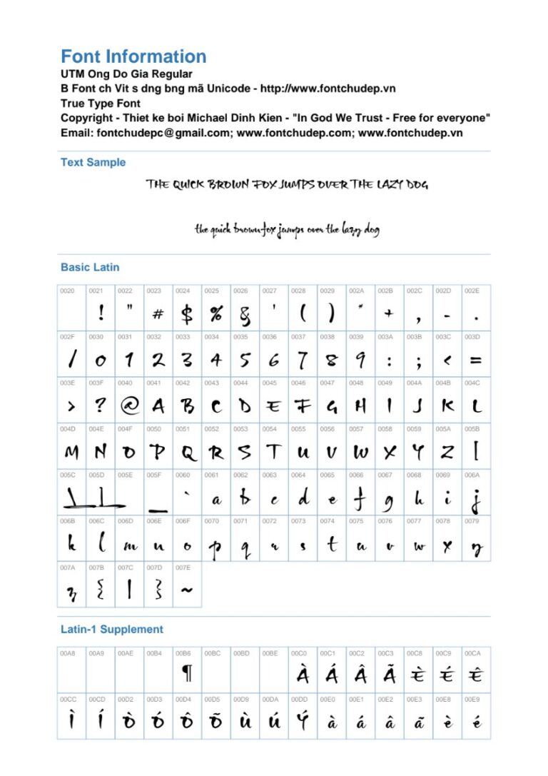 Font UTM Ông Đồ Già thư pháp Việt