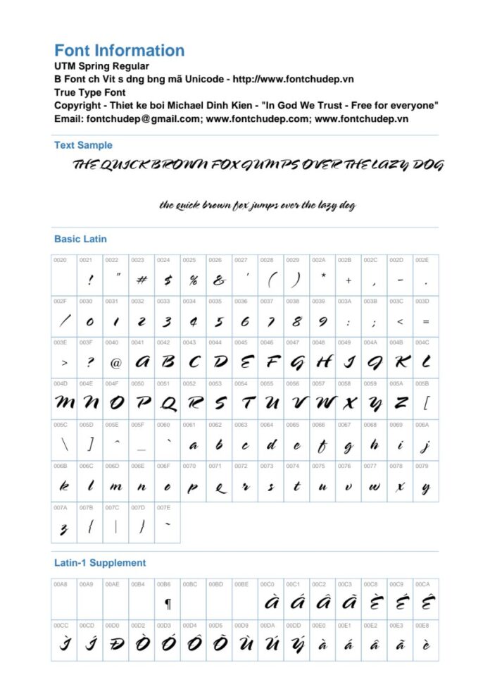 Font UTM Spring Regular Việt hóa