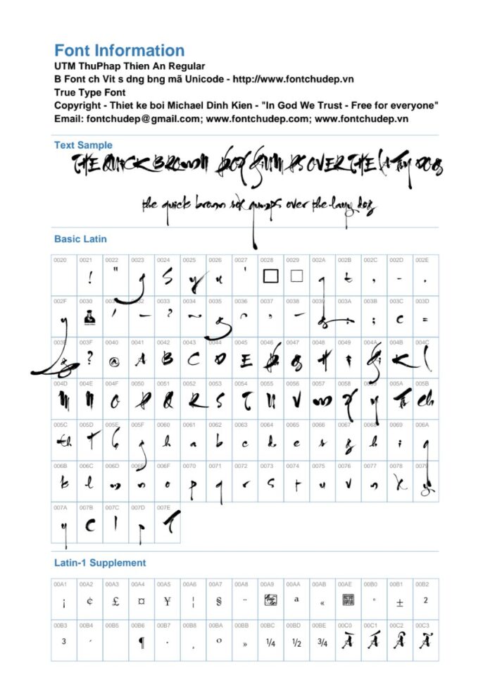 Font UTM Thư Pháp Thiên An