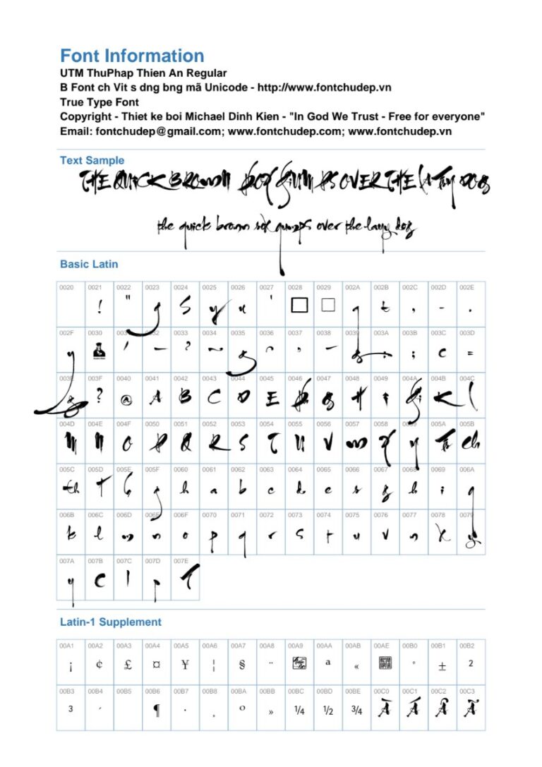 Font UTM Thư Pháp Thiên An