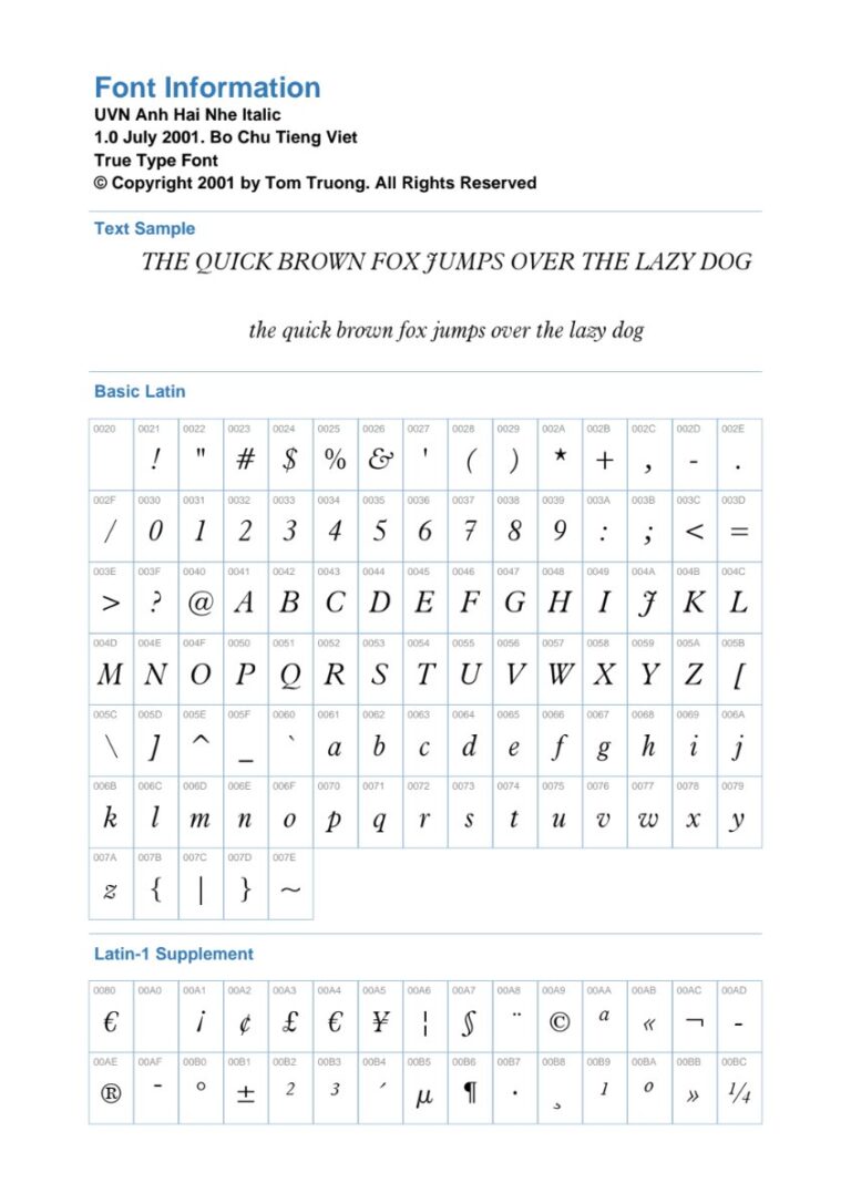 Font UVN Anh Hai Nhẹ Italic