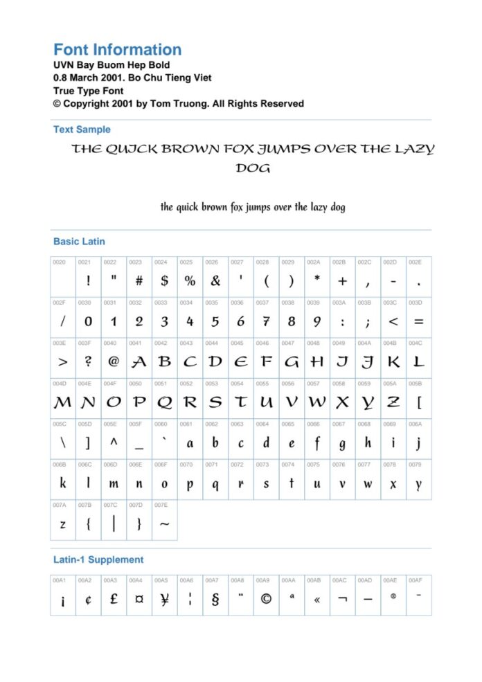 Font UVN Bay Buom Hep Bold