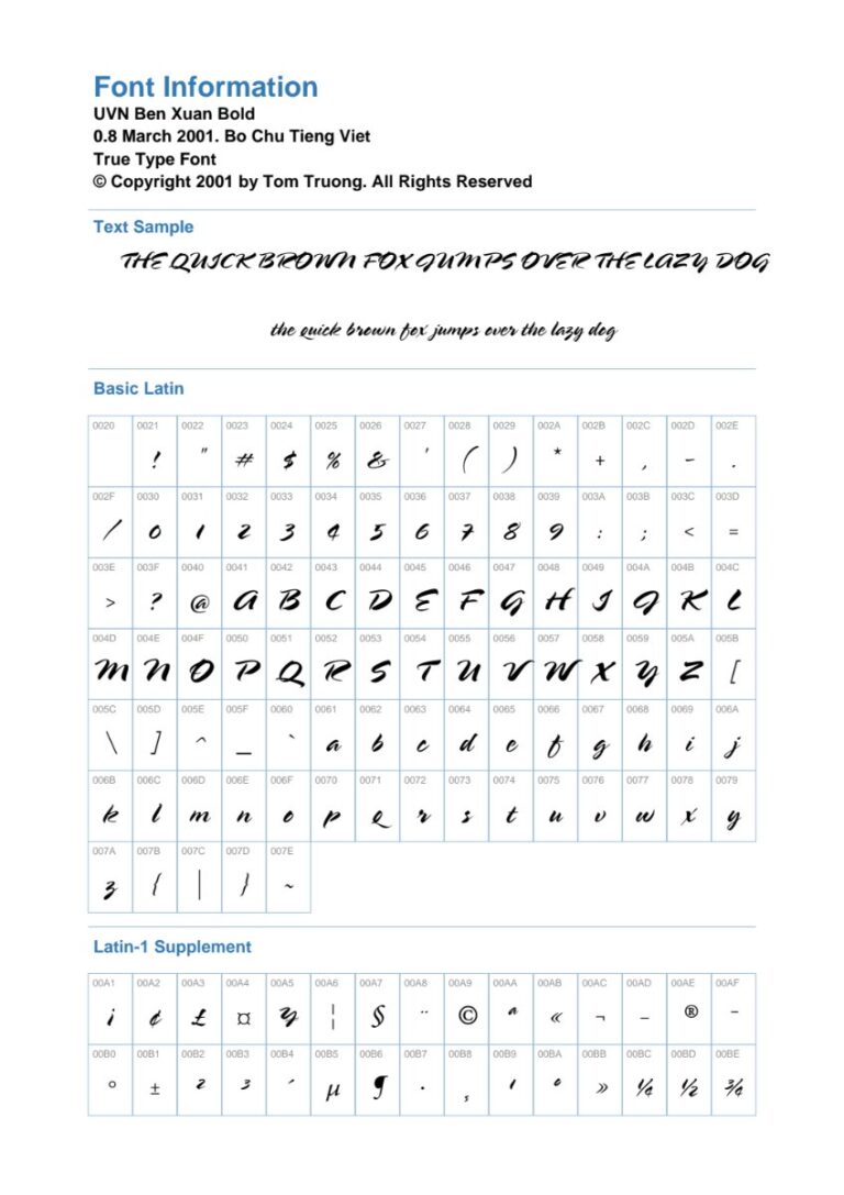 Font UVN Ben Xuan Bold Việt Hóa