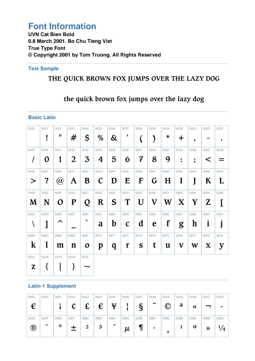 Font UVN Cat Bien Bold Việt hóa