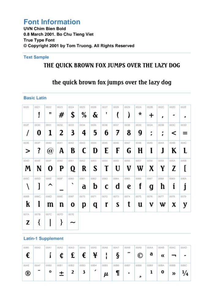 Font UVN Chim Bien Bold