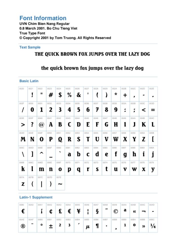 Font UVN Chim Biển Năng