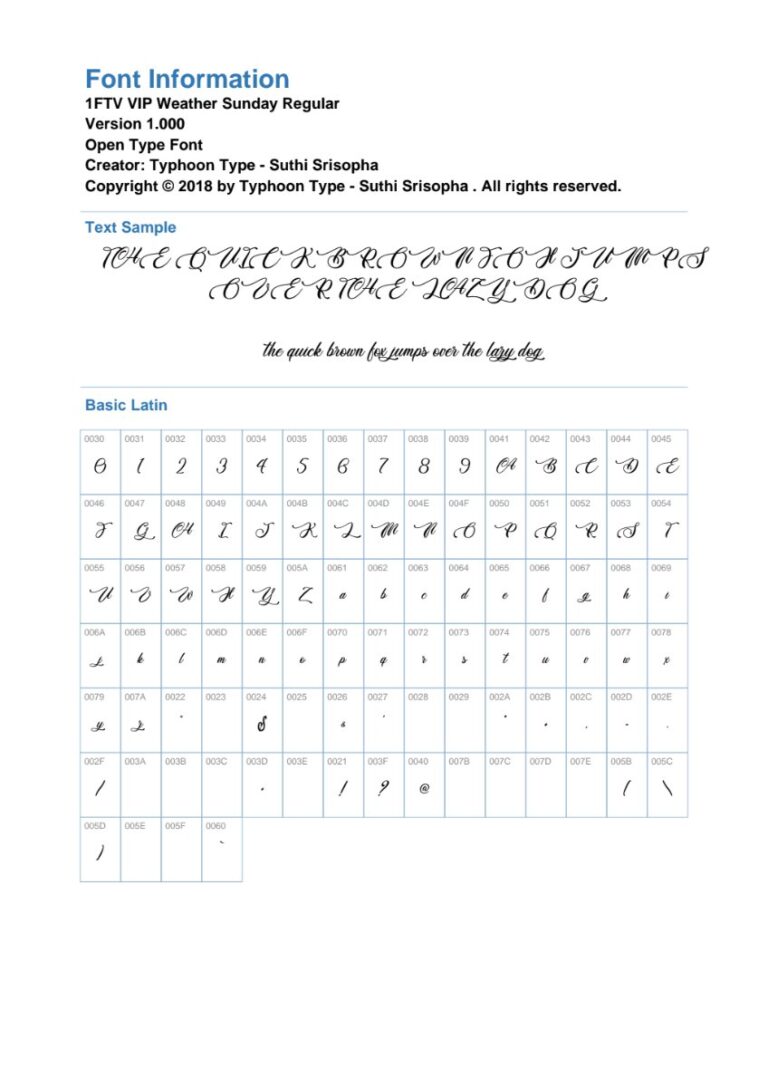Font Weather Sunday viết tay