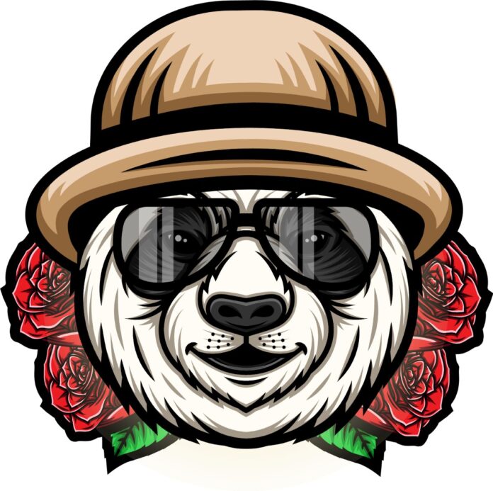 Gấu trúc đội mũ kính vector