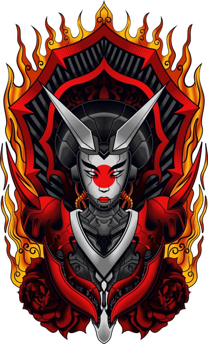 Geisha Cyberpunk Đồ Họa Vector