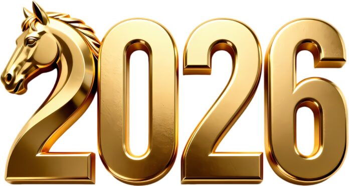 Hình ảnh 2026 Ngựa vàng 3D