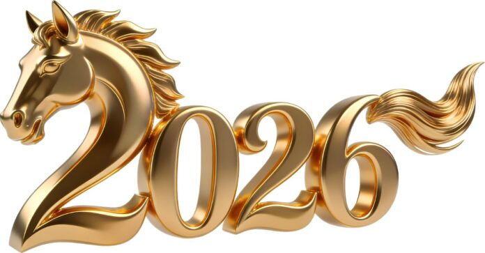 Hình ảnh 2026 vàng 3D