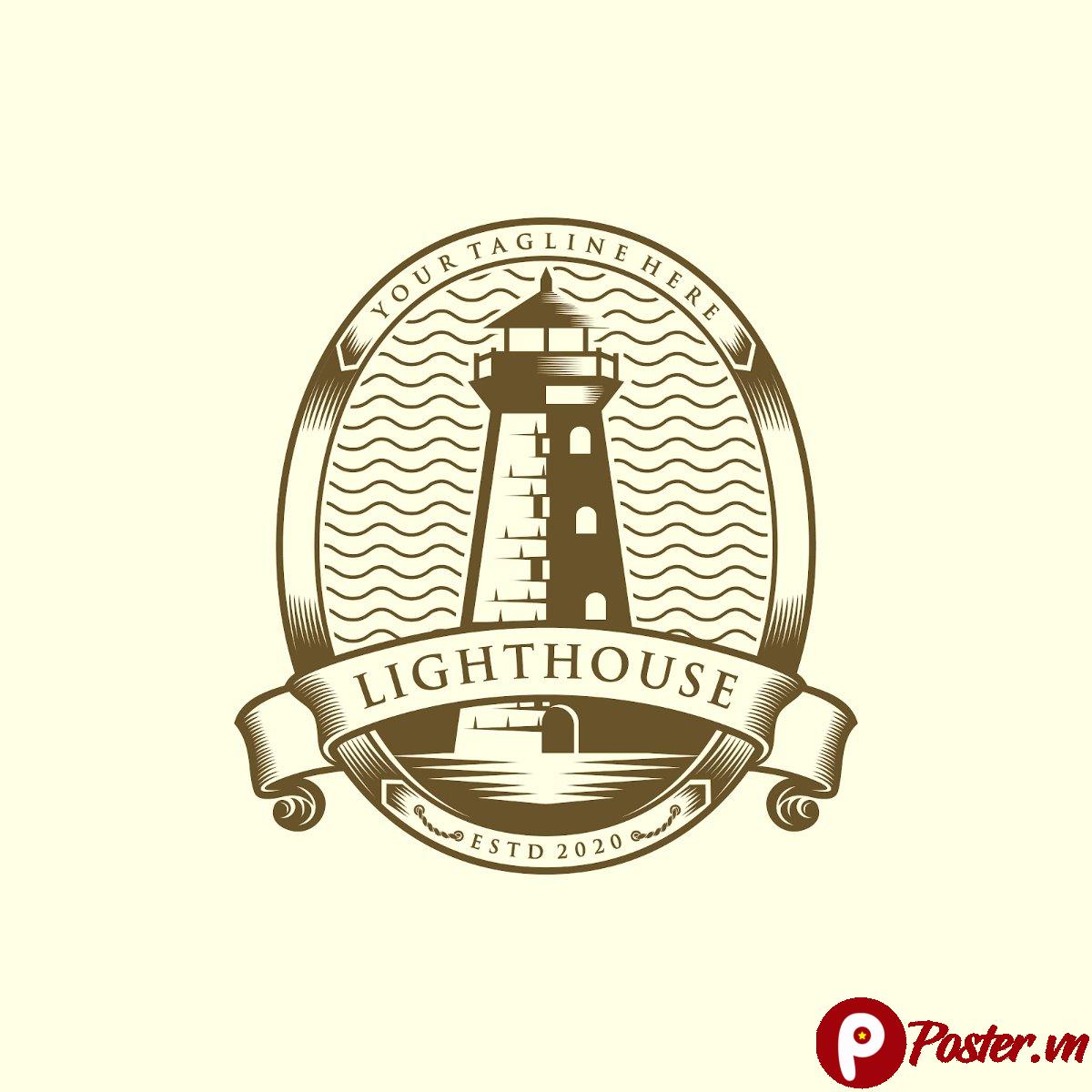 Logo hải đăng cổ điển vector