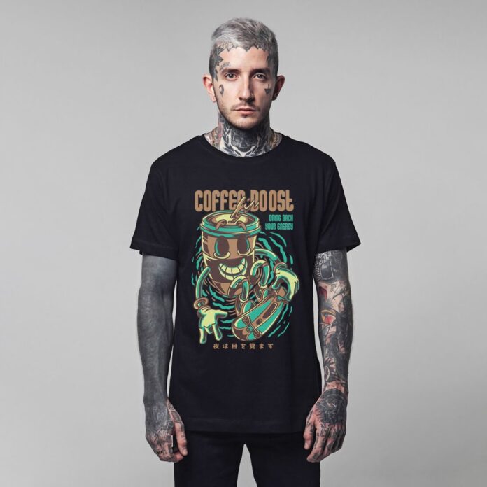 Mẫu áo thun Coffee Boost vector
