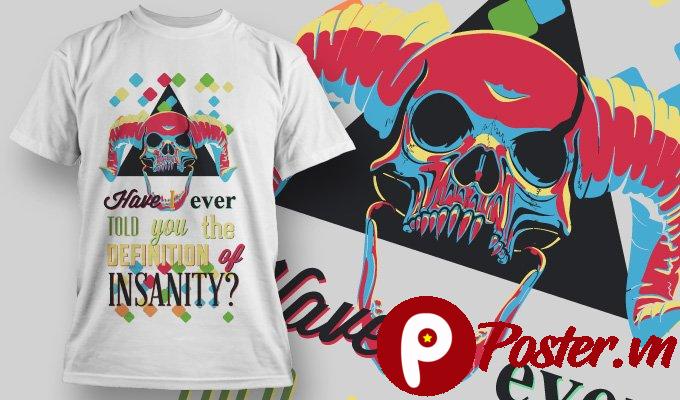 Mẫu áo thun đầu lâu Insanity vector