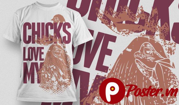 Mẫu áo thun đồ họa gà vector