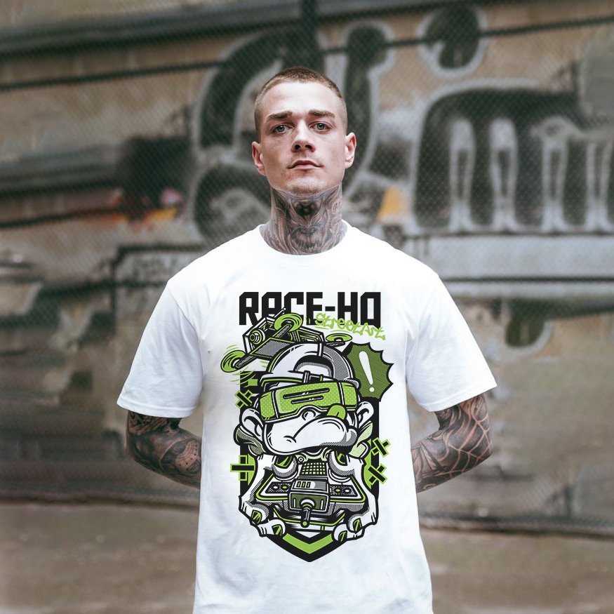 Mẫu áo thun đồ họa khỉ cyberpunk