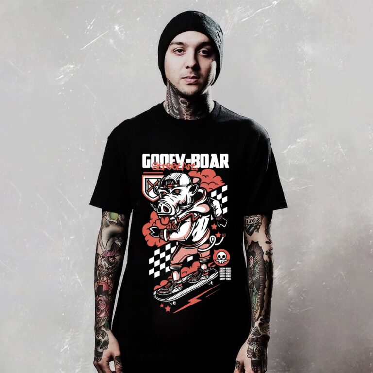 Mẫu áo thun hình heo skateboard