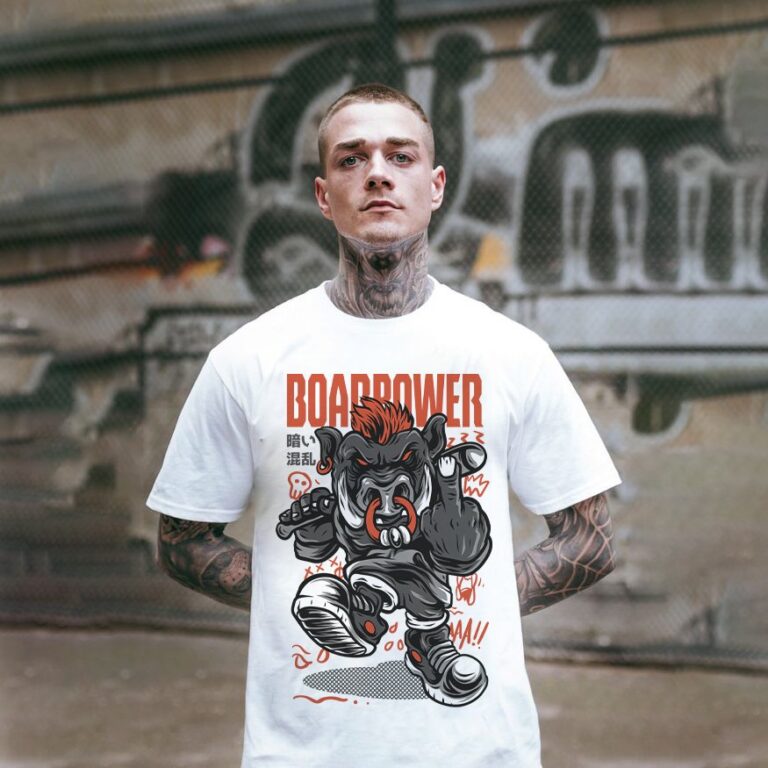 Áo thun in hình heo rừng street style