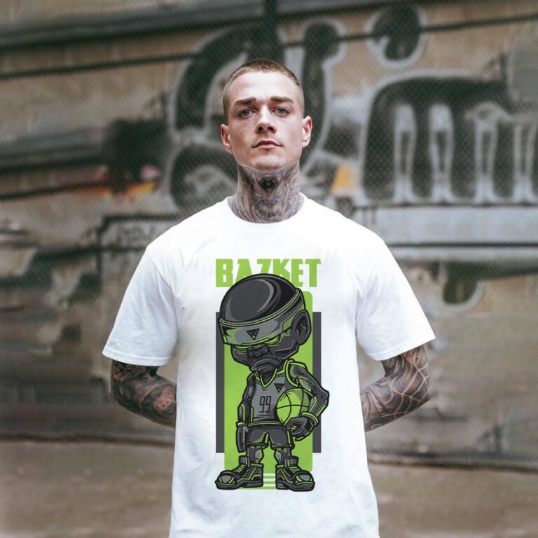 Áo thun in hình robot bóng rổ