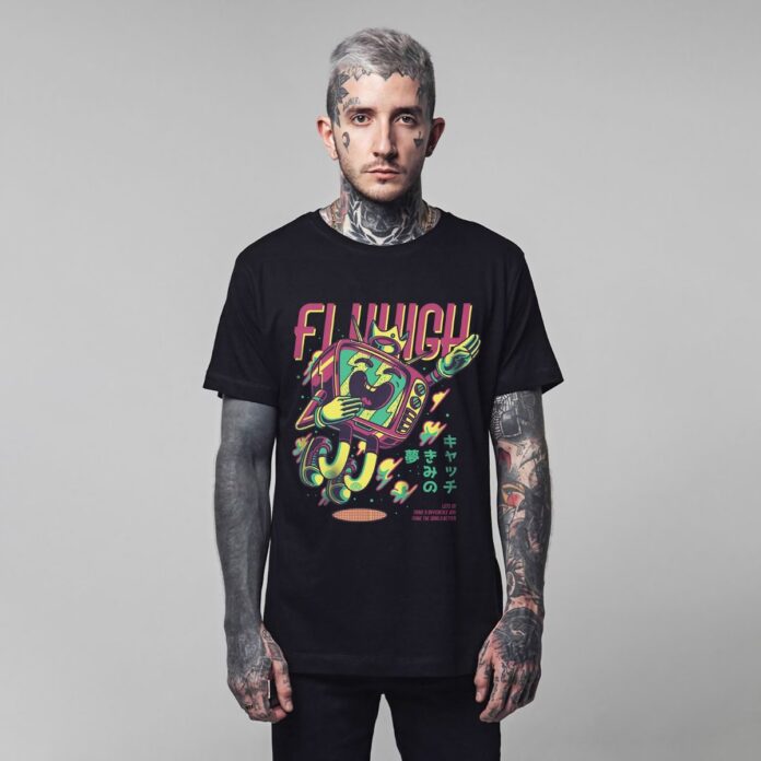 Áo thun in hình robot TV phong cách retro