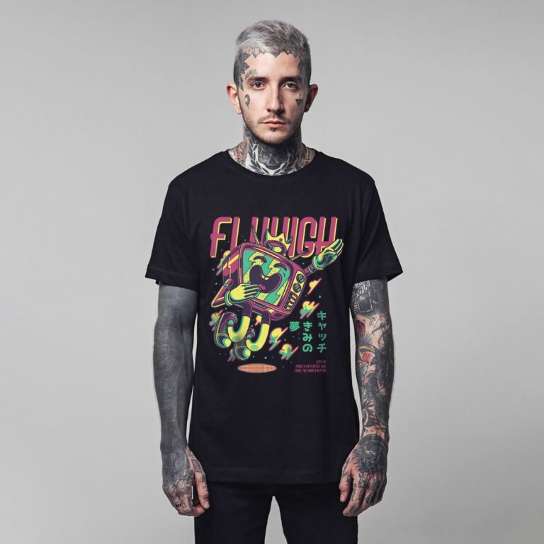 Áo thun in hình robot TV phong cách retro